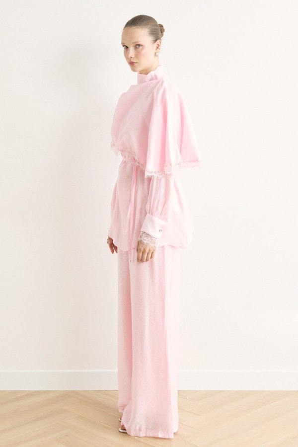 Allerli Dantel Detay İbiza Takım - Pembe