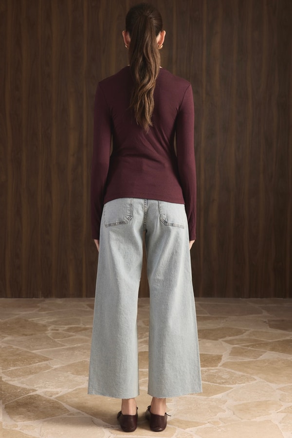 Balıkçı Yaka Basic Body - Bordo