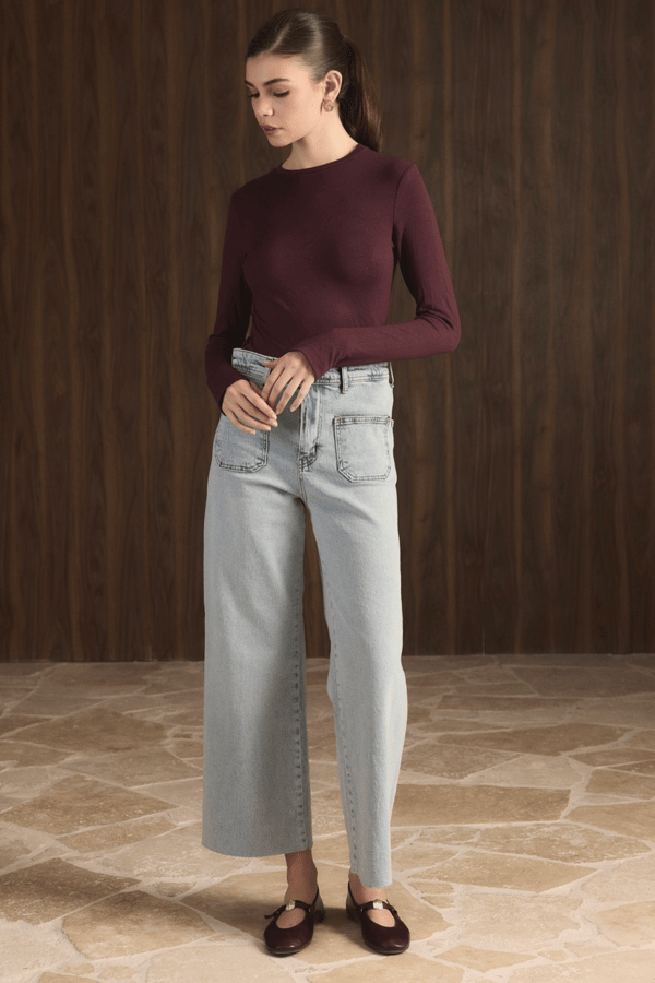 Balıkçı Yaka Basic Body - Bordo