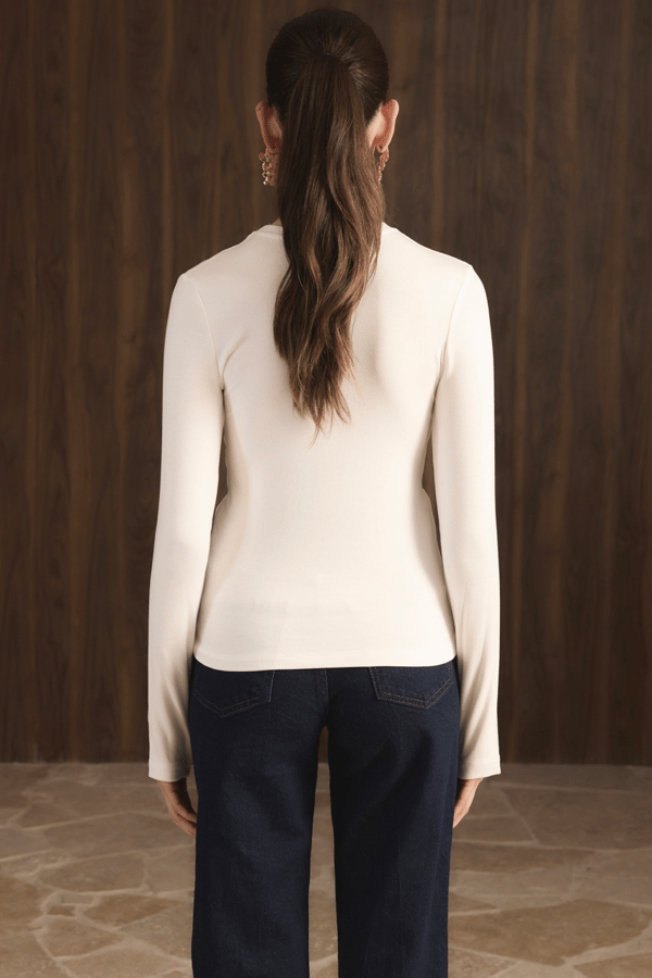 Balıkçı Yaka Basic Body - Ekru