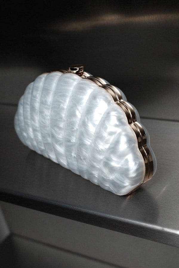 Deniz Kabuğu Clutch Abiye Çanta - Sedef