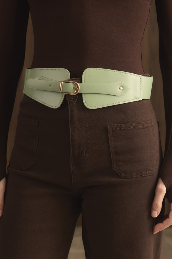Minimal Toka Detaylı Geniş Kemer - Mint