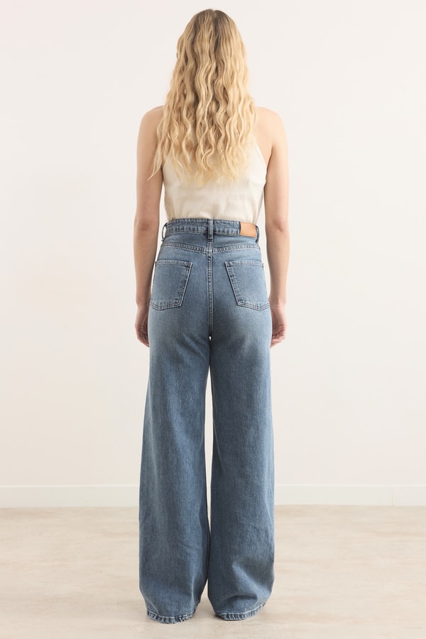 Regular Fit Denim Pantolon - Buz Mavisi