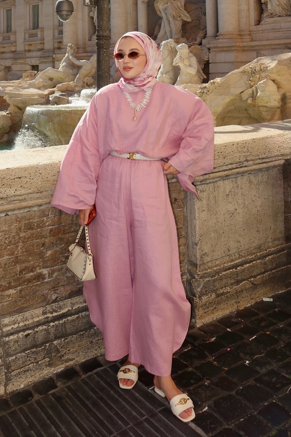 Sabriella Keten Panço Bluz - Pembe