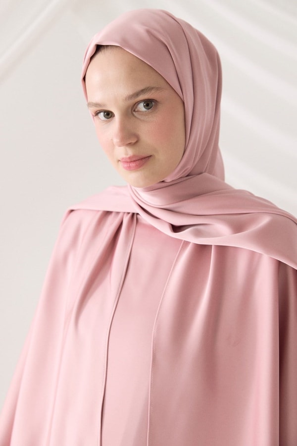 Saten Abiye Şal - Pudra