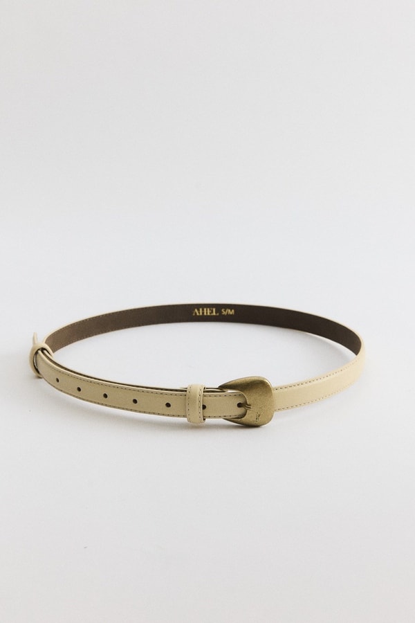 Strap Tokalı Deri Kemer - Butter Yellow