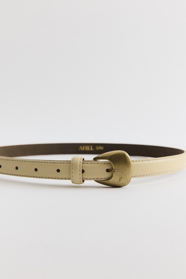 Strap Tokalı Deri Kemer - Butter Yellow