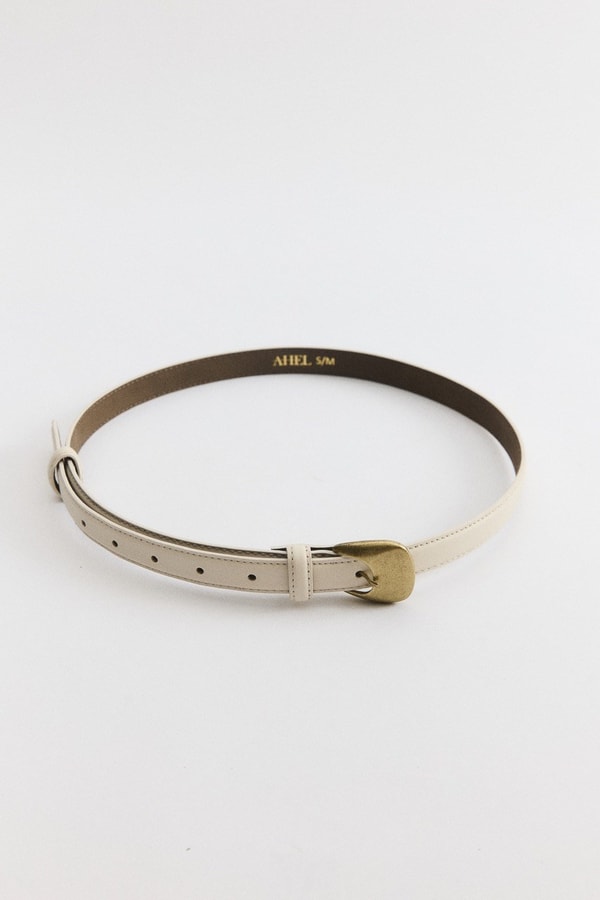 Strap Tokalı Deri Kemer - Ekru