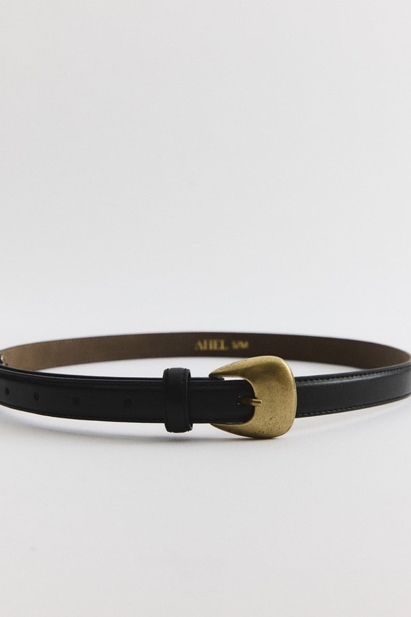 Strap Tokalı Deri Kemer - Siyah