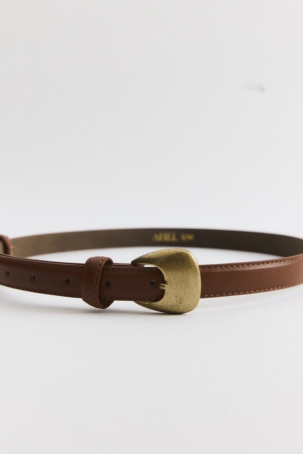 Strap Tokalı Deri Kemer - Taba