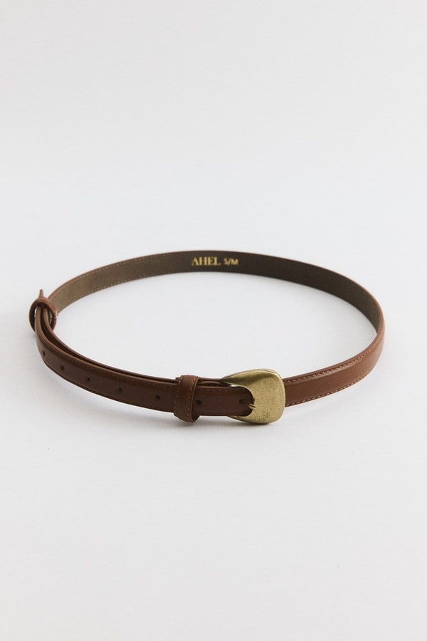 Strap Tokalı Deri Kemer - Taba