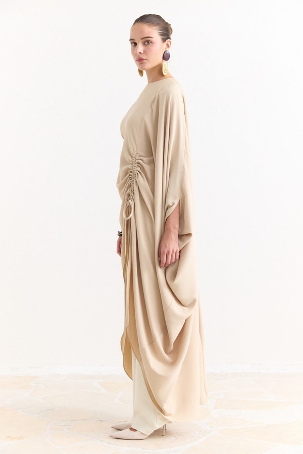 Tünel Detaylı Abaya - Bej