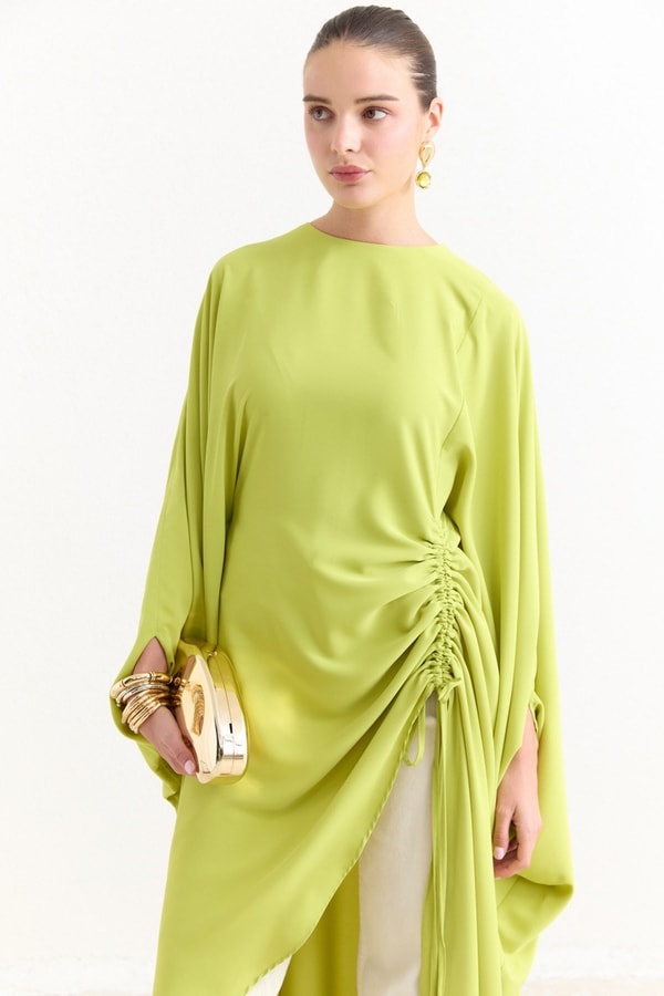 Tünel Detaylı Abaya - Fıstık Yeşili