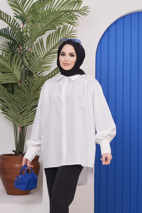 Afra Poplin Gömlek - Beyaz