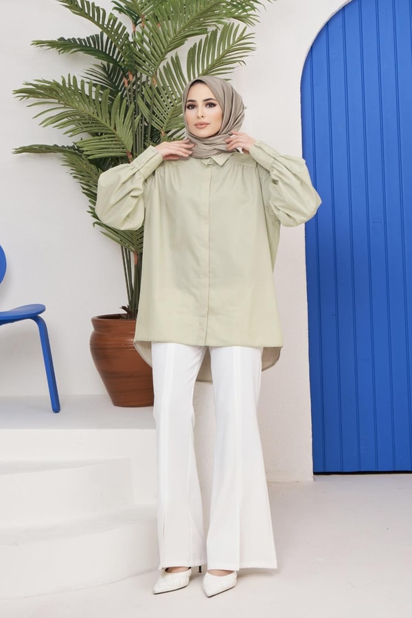 Afra Poplin Gömlek - Çağlayeşil