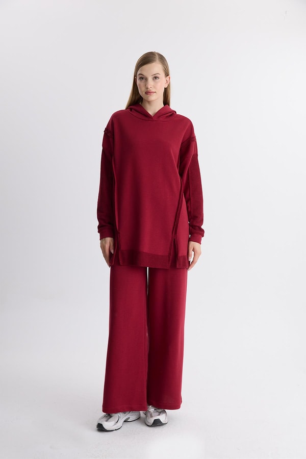 Albert Kapüşonlu Basic Takım - Bordo