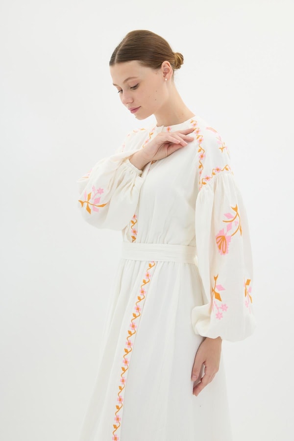 Alya Keten Elbise - Pembe