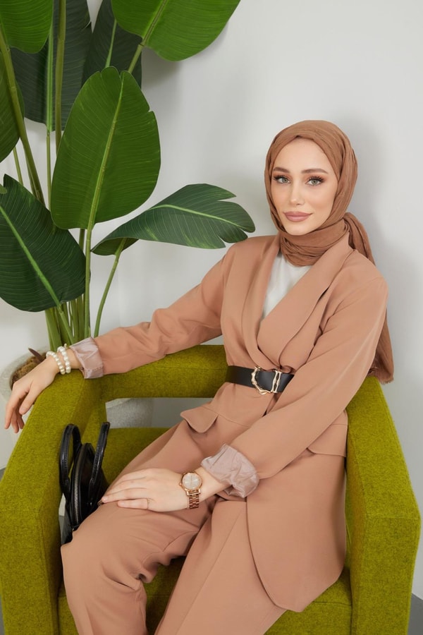 Betto Astarlı Tek Düğmeli Ceket - Camel