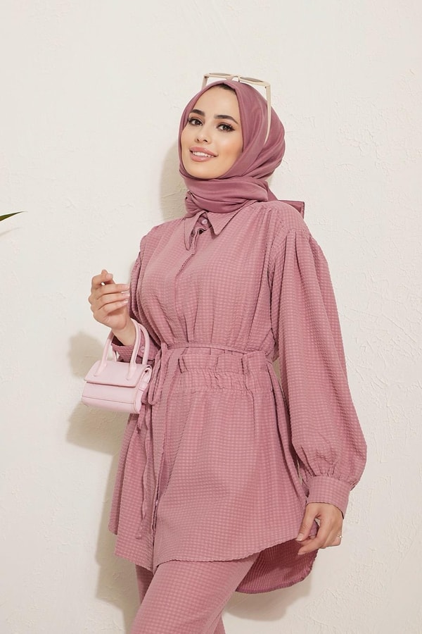 Bianca Gofre Takım - Gül Kurusu