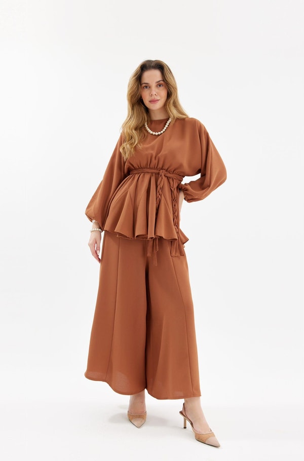 Boli Örgü Kemerli Takım - Camel