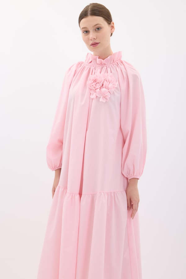 Butterfly Aksesuarlı Elbise - Pembe