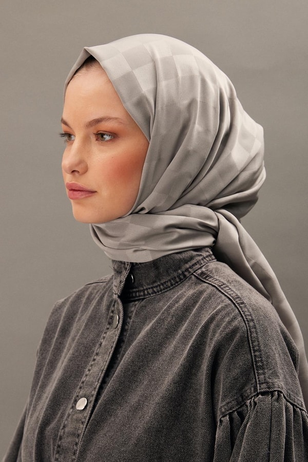 Capri Işıltılı Dama Şal - Gri