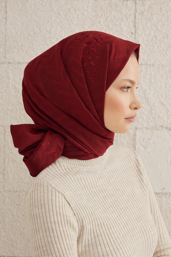 Capri Işıltılı Zikzak Şal - Bordo