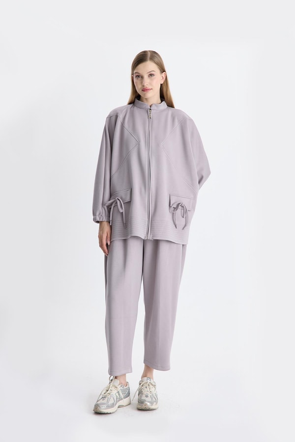 Coralie Basic Pantolonlu Takım - Gri