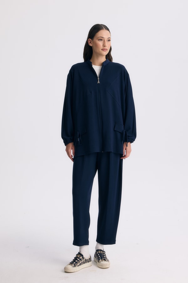 Coralie Basic Pantolonlu Takım - Lacivert