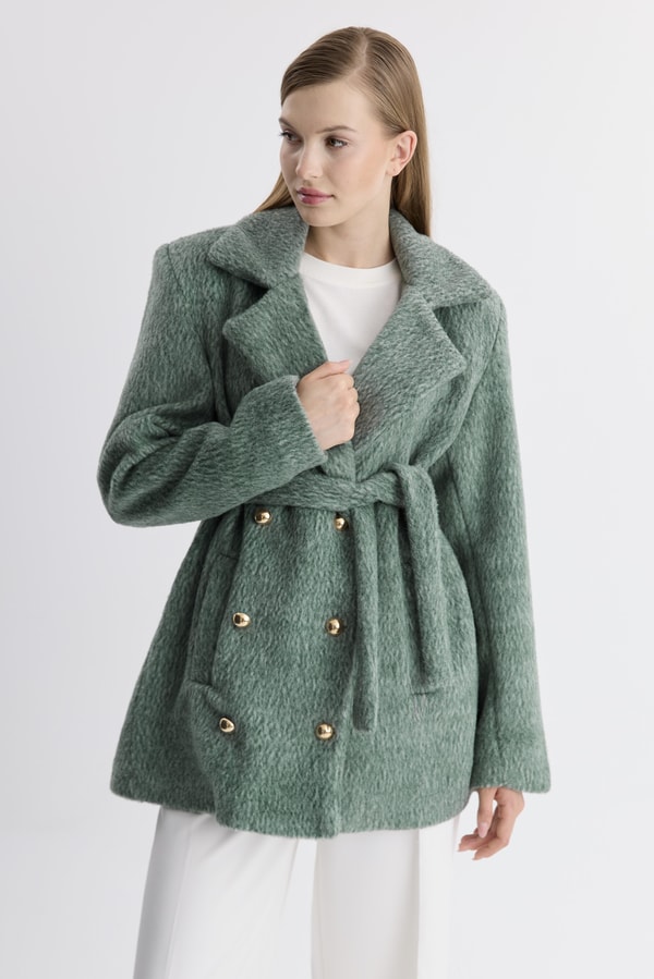 Crazy Blazer Düğmeli Kaşe Ceket - Zümrüt