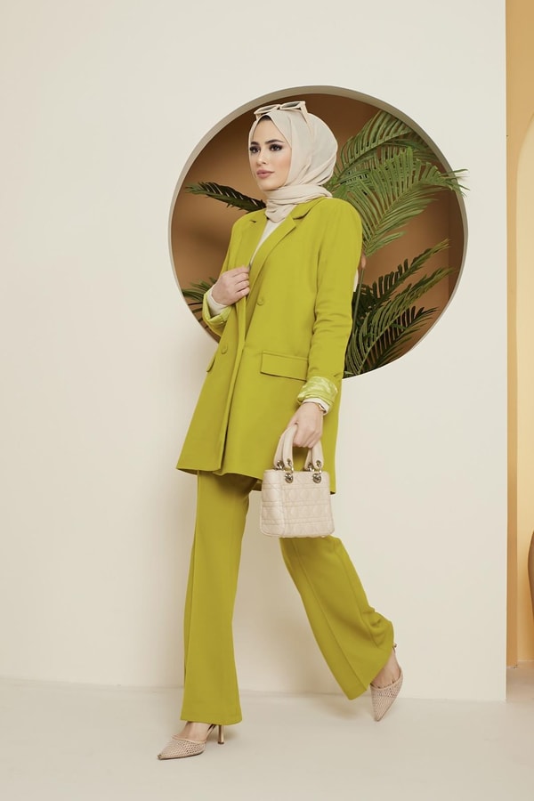 Elena Blazer Ceket Takım - Yağ Yeşili