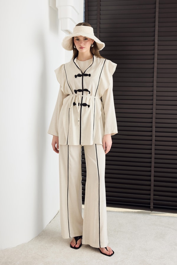 Ellery Ara Biyeli Keten Takım - Naturel