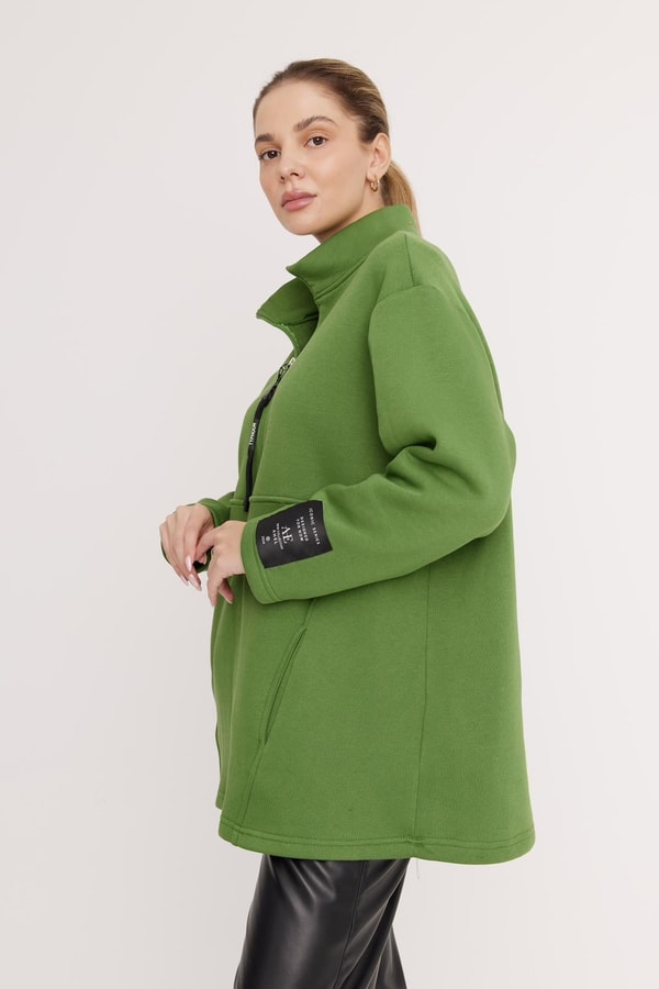 Harper Fermuarlı Sweatshirt - elmayeşili