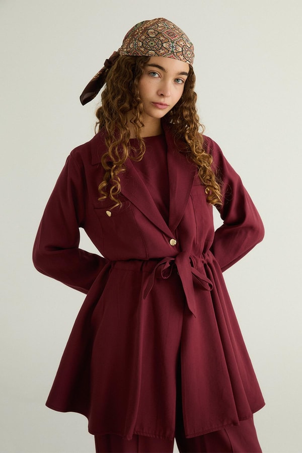 Holly Cepli Ceket Takım - Bordo