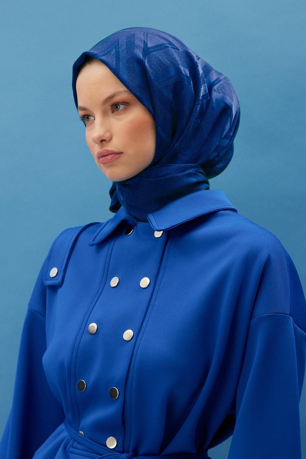 Misly Jakar Şal - saks mavisi