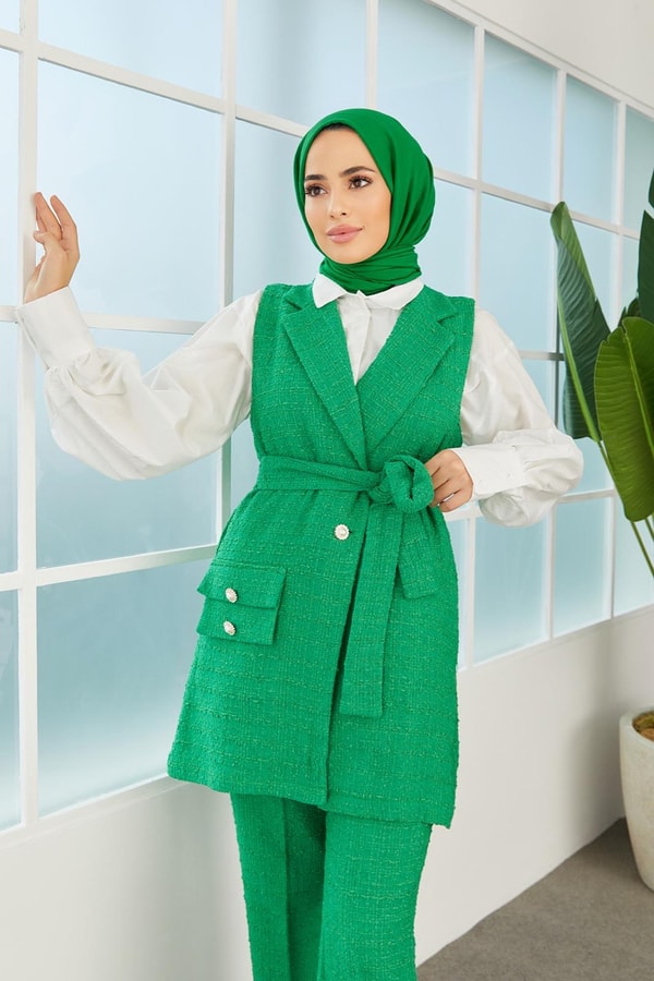 Monni Yelekli Tüvit Takım - Yeşil