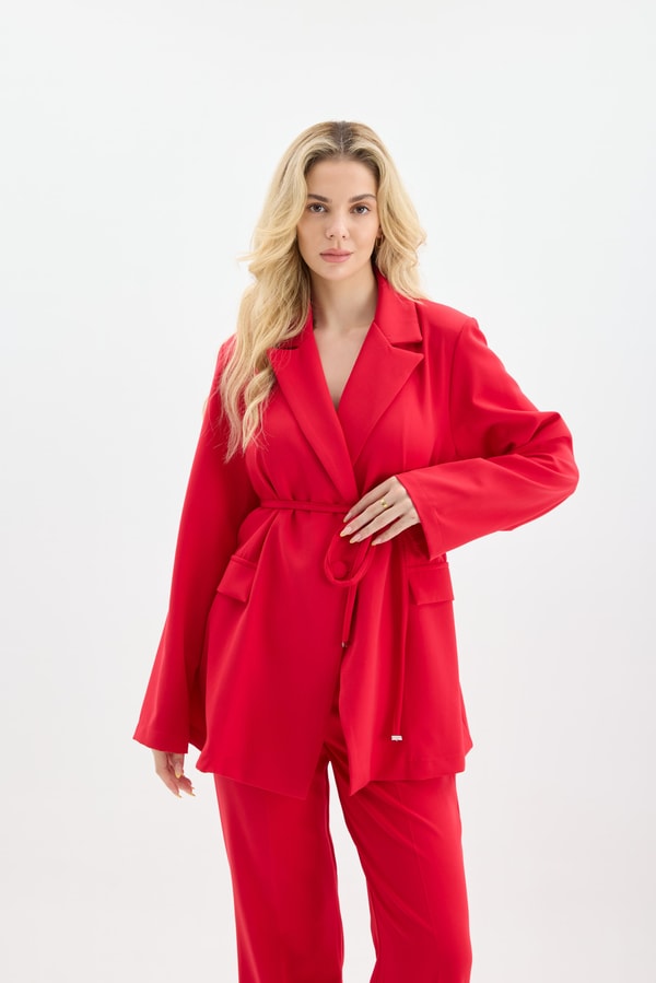 Nery Casual Blazer Ceket Takım - Kırmızı