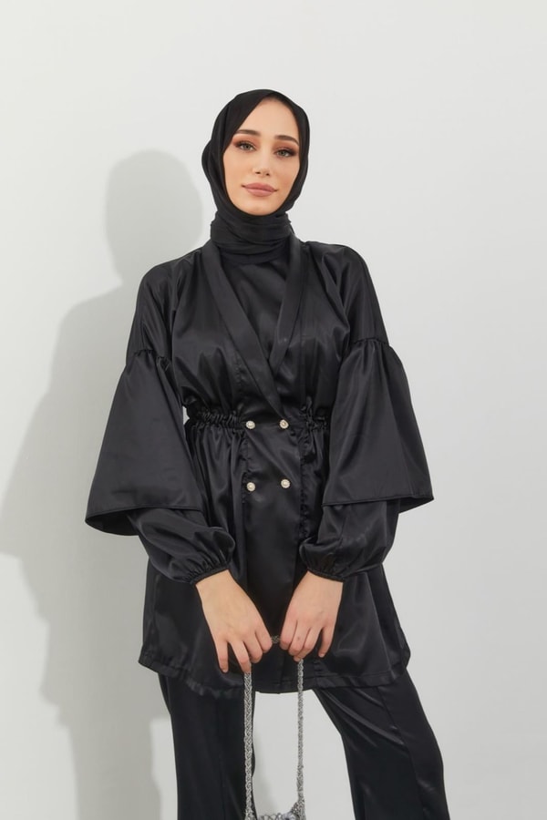 Nilli Saten Takım - Siyah