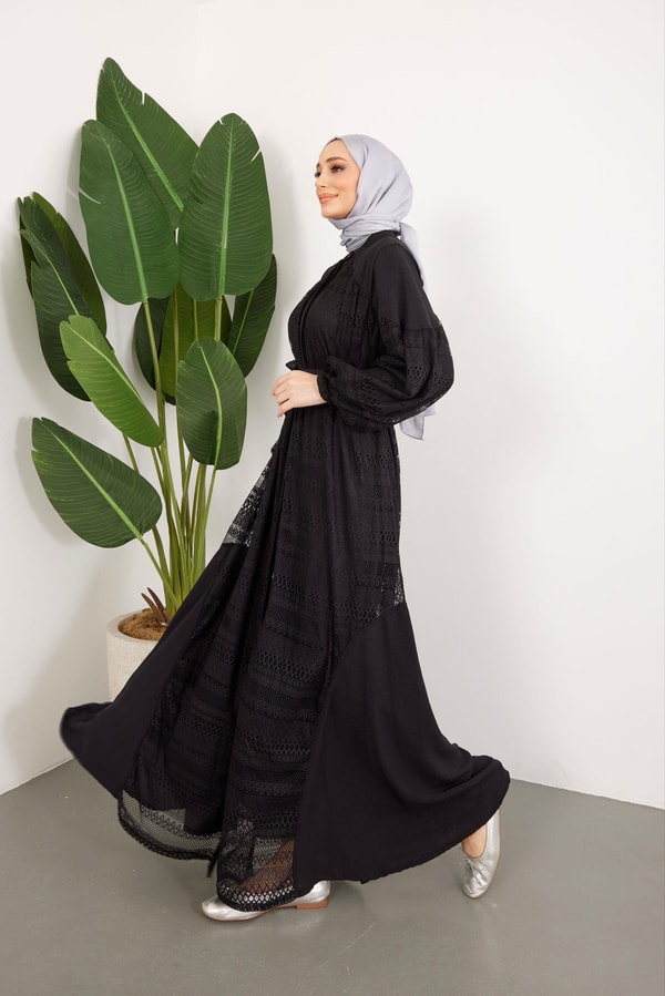 Noami Dantel Elbise - Siyah