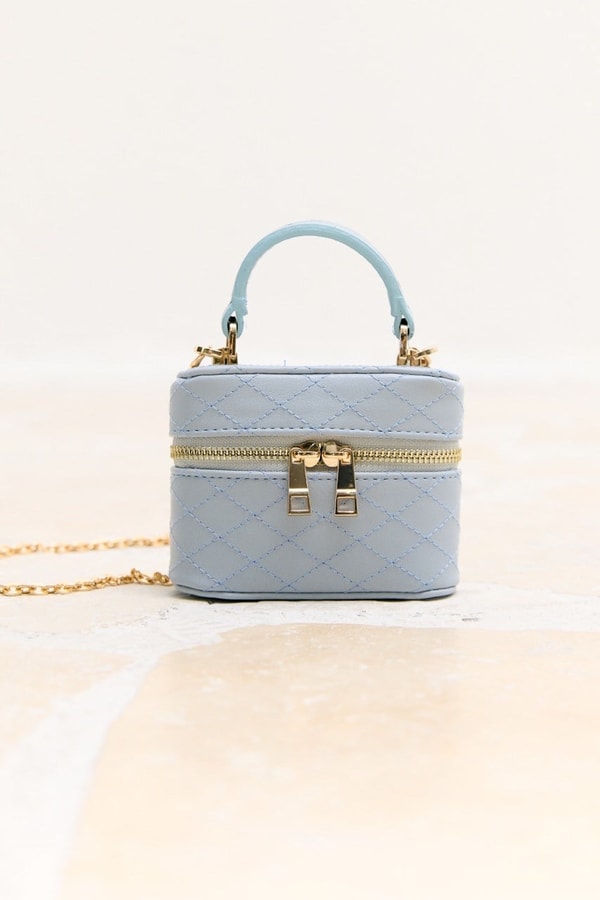Noir Kapitone Mini Çanta - bebe mavisi