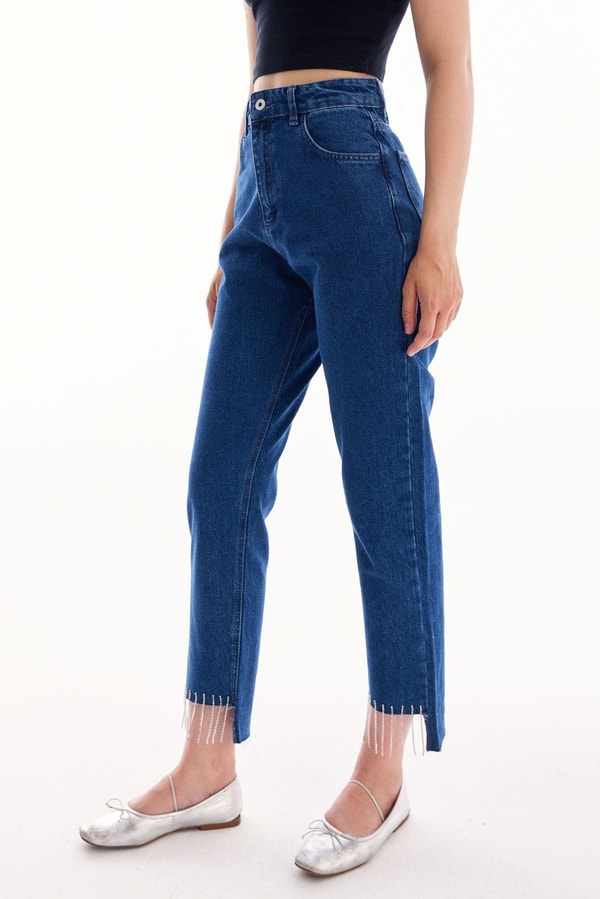 Püskül Detaylı Denim - Lacivert