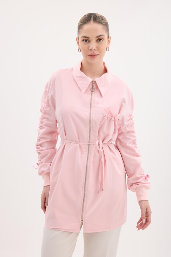 Sera Kol Büzgülü Gömlek - Pembe