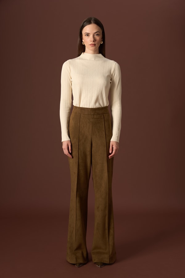 Süet Pantolon - Camel