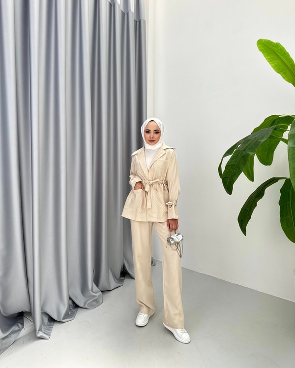Valeria Çizgili Takım - Sarı