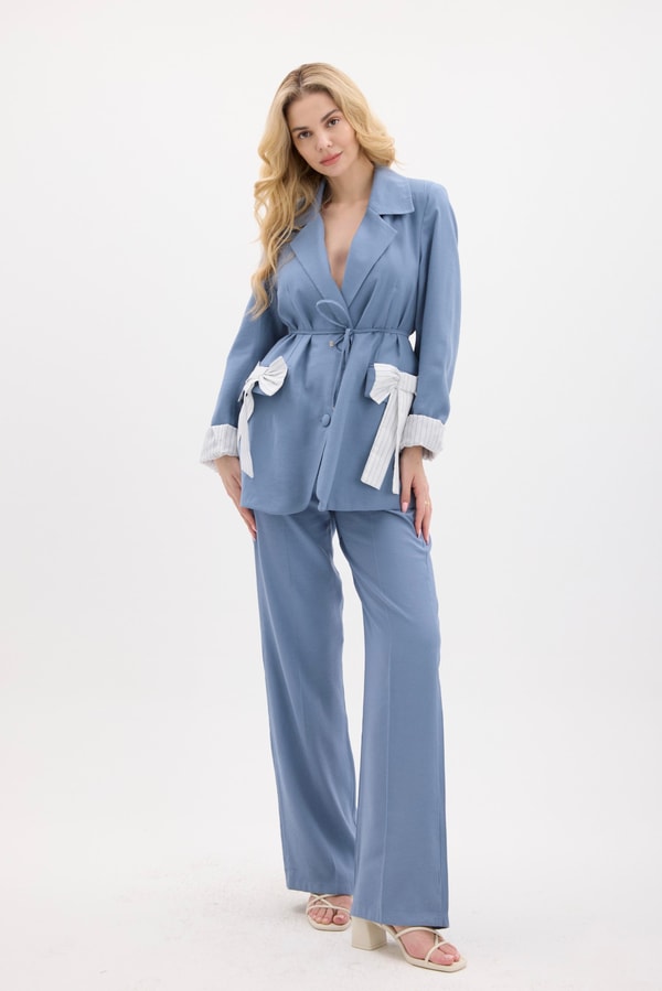 Venezia Fiyonk Detay Blazer Ceket Takım - Lacivert