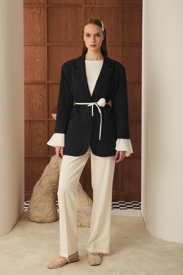 Volan Kol Blazer Ceket - Lacivert