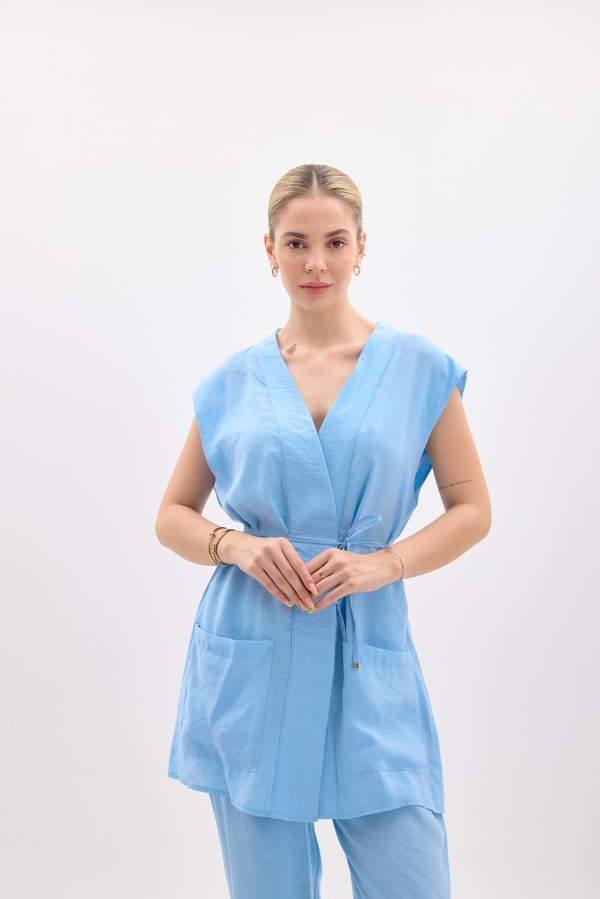 Yola Patlı Basic Yelek Takım - Mavi
