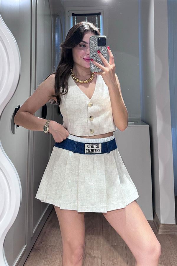  Dolly Kot Karışımlı Keten Yelek