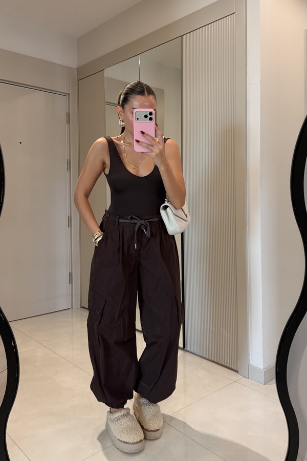 Adara Kahve Beli Bağcıklı Kargo Pantolon