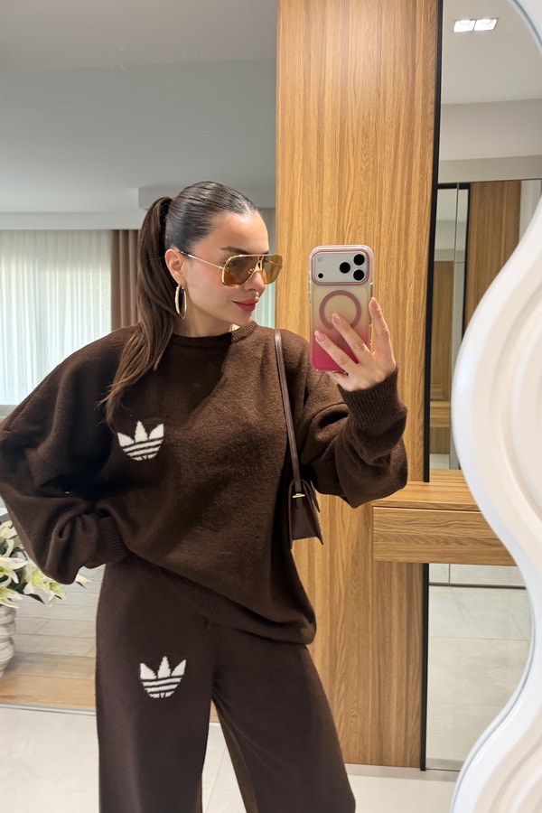 Agatha Kahve Triko Takım